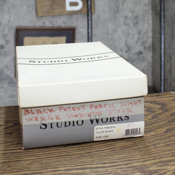 Studio Works Womens Vintage Strappy Wedge Heels 1673eda9a07bac Black 6M - Picture 6 of 7